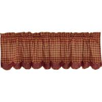 Thumbnail for Burgundy Check Scalloped Layered Valance Curtain 16x60 VHC Brands - The Fox Decor