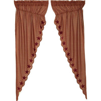 Thumbnail for Burgundy Star Scalloped Prairie Long Panel Curtain Set of 2 84x36x18 VHC Brands - The Fox Decor