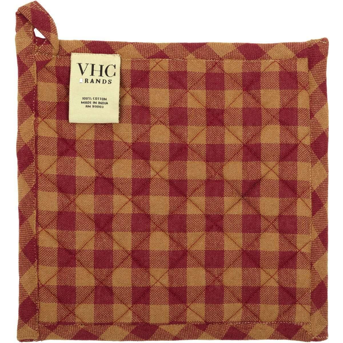 Burgundy Star Pot Holder 8" VHC Brands - The Fox Decor
