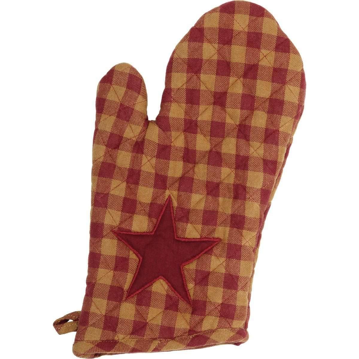 Burgundy Star Oven Mitt VHC Brands - The Fox Decor