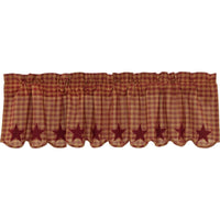 Thumbnail for Burgundy Star Scalloped Valance Curtain 16x60 VHC Brands - The Fox Decor