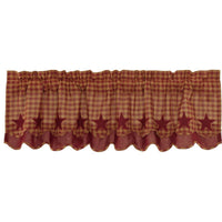 Thumbnail for Burgundy Star Scalloped Layered Valance Curtain VHC Brands - The Fox Decor