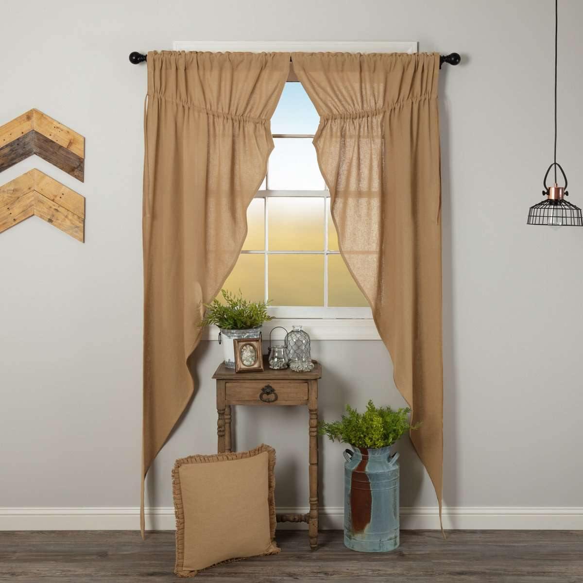 Burlap Natural Prairie Long Panel Curtain Set of 2 84x36x18 VHC Brands - The Fox Decor