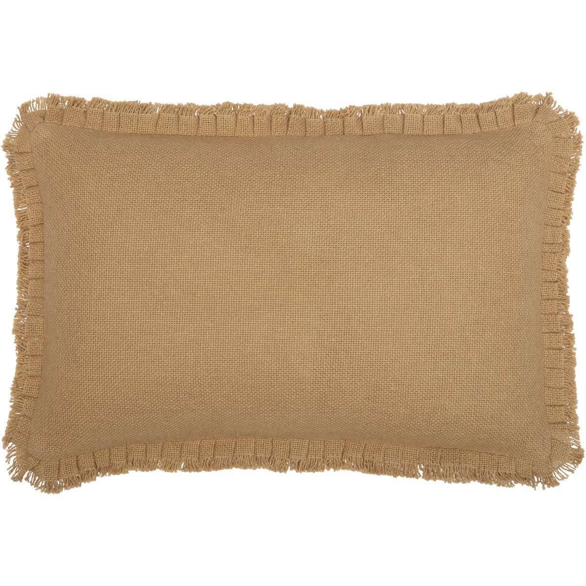 Burlap Natural Pillow w/ Fringed Ruffle 14x22 VHC Brands front