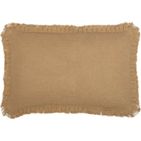 Thumbnail for Burlap Natural Pillow w/ Fringed Ruffle 14x22 VHC Brands front