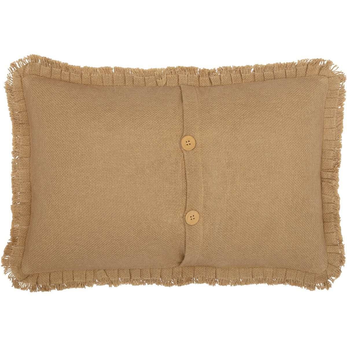 Burlap Natural Pillow w/ Fringed Ruffle 14x22 VHC Brands back