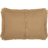 Thumbnail for Burlap Natural Pillow w/ Fringed Ruffle 14x22 VHC Brands back