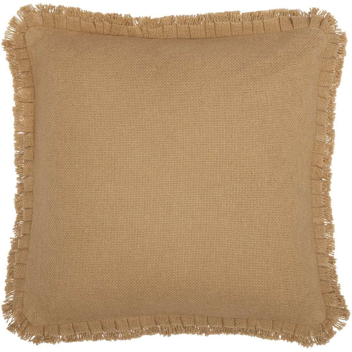Burlap Natural Pillow w/ Fringed Ruffle 18x18 VHC Brands front