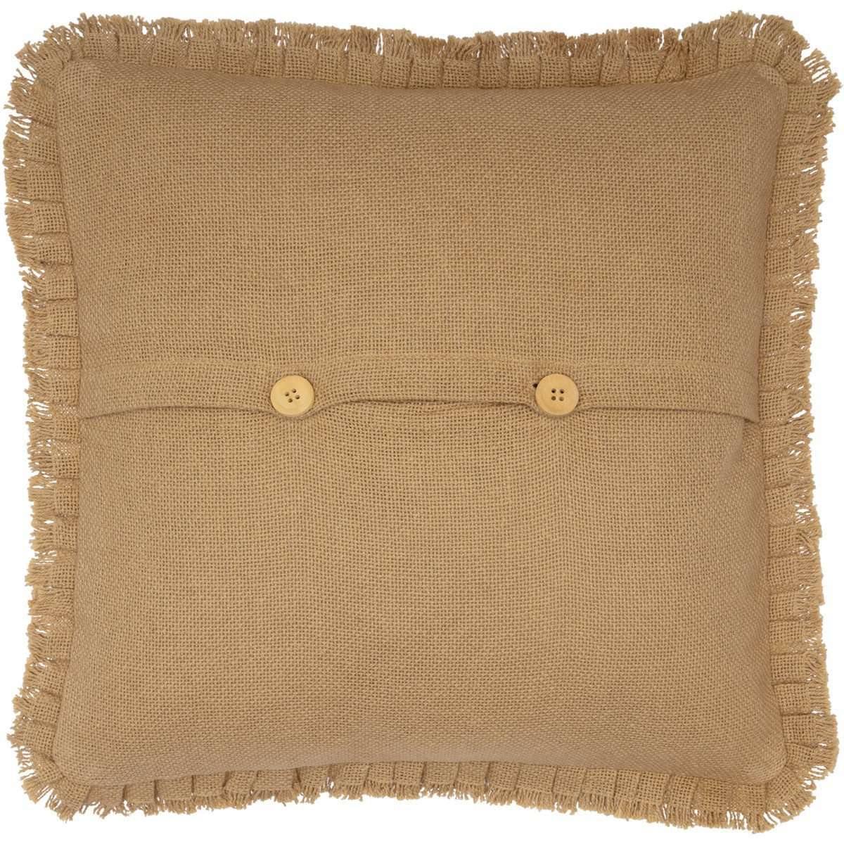 Burlap Natural Pillow w/ Fringed Ruffle 18x18 VHC Brands back