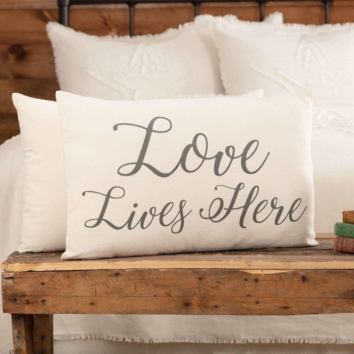Casement Natural Love Lives Here Pillow 14x22 VHC Brands