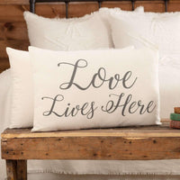 Thumbnail for Casement Natural Love Lives Here Pillow 14x22 VHC Brands