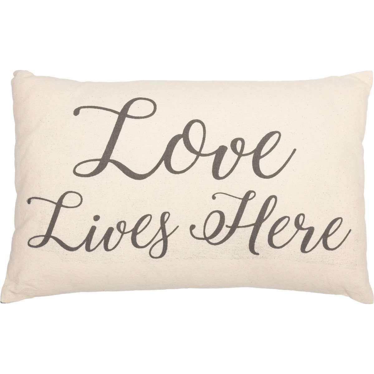 Casement Natural Love Lives Here Pillow 14x22 VHC Brands front
