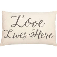 Thumbnail for Casement Natural Love Lives Here Pillow 14x22 VHC Brands front