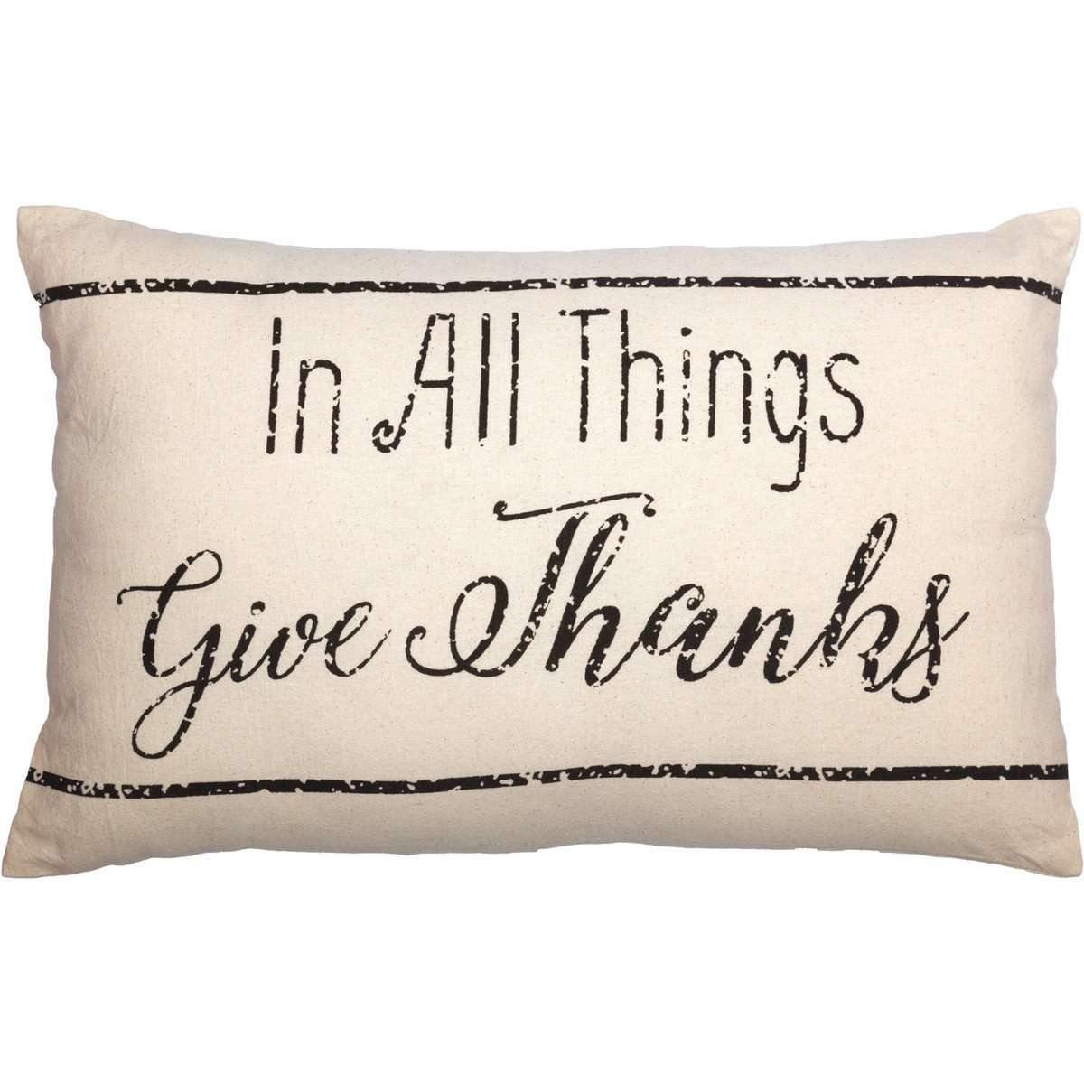 Casement Natural In All Things Give Thanks Pillow 14x22 VHC Brands front
