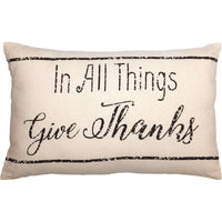 Thumbnail for Casement Natural In All Things Give Thanks Pillow 14x22 VHC Brands front
