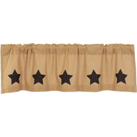 Thumbnail for Burlap W/Black Stencil Stars Valance Curtain 16x60 VHC Brands - The Fox Decor