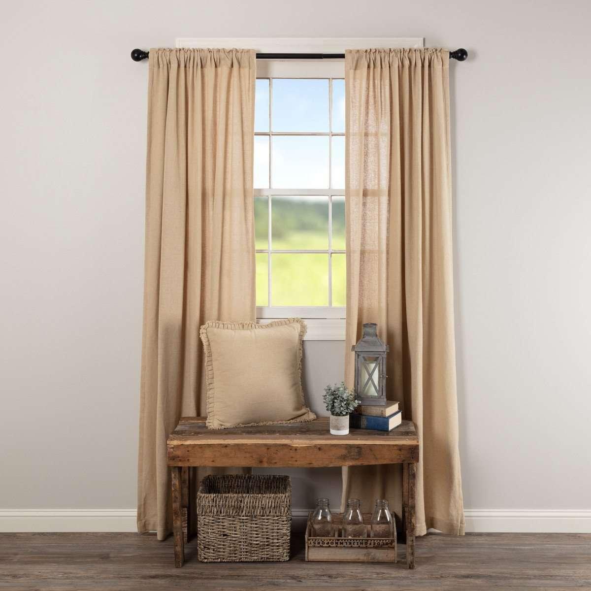 Burlap Natural/Chocolate/Vintage/Antique White Panel Curtain Set of 2 84x40 - The Fox Decor