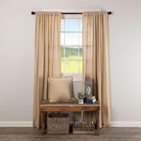 Thumbnail for Burlap Natural/Chocolate/Vintage/Antique White Panel Curtain Set of 2 84x40 - The Fox Decor
