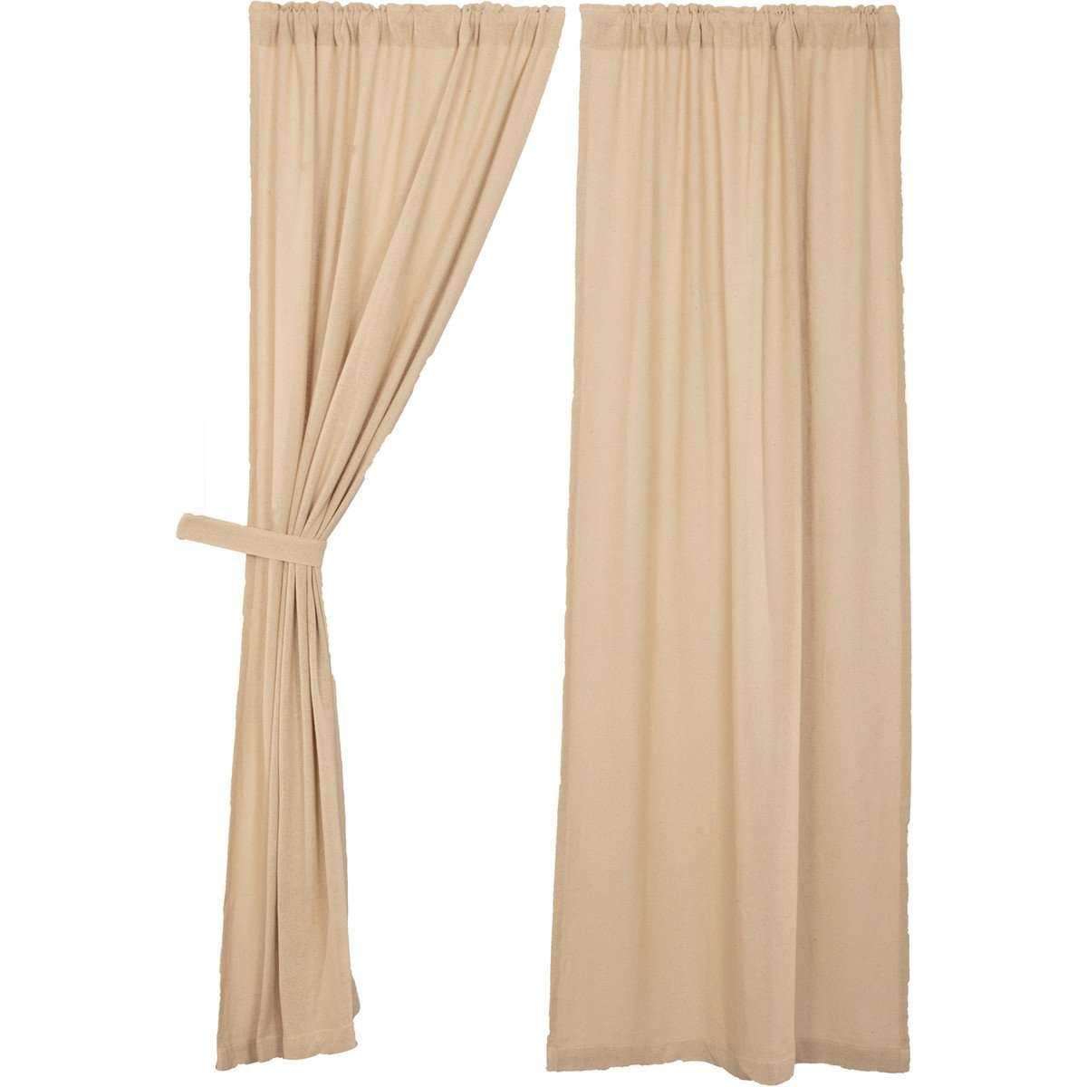 Burlap Natural/Chocolate/Vintage/Antique White Panel Curtain Set of 2 84x40 - The Fox Decor