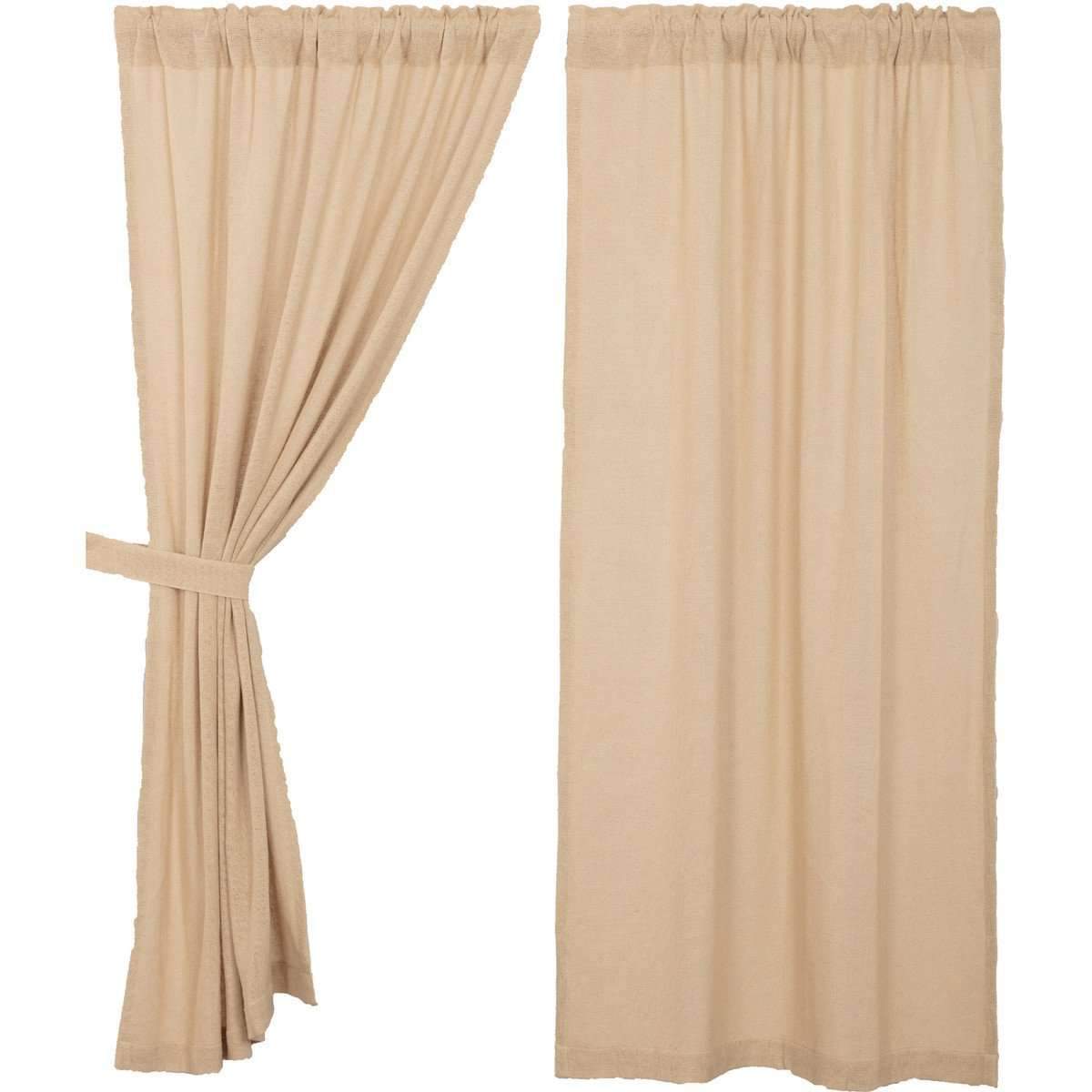 Burlap Vintage Short Panel Curtain Set of 2 63