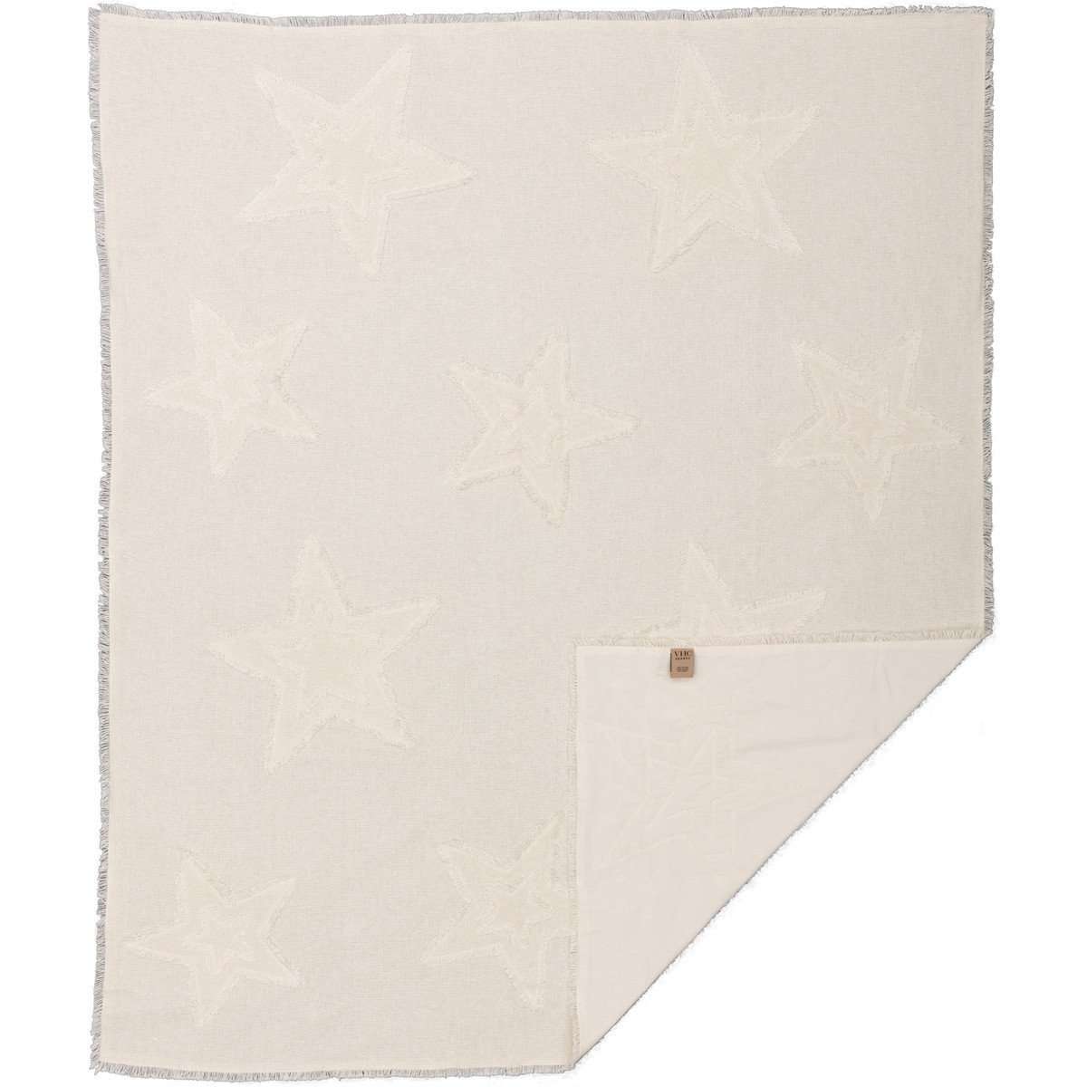 Burlap Antique White Star Woven Throw 60" x 50" VHC Brands - The Fox Decor