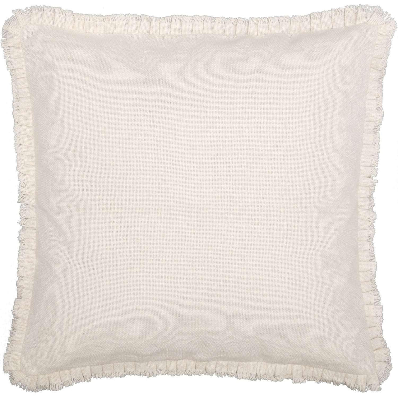 Burlap Antique White Fabric Euro Sham w/ Fringed Ruffle 26x26 VHC Brands - The Fox Decor