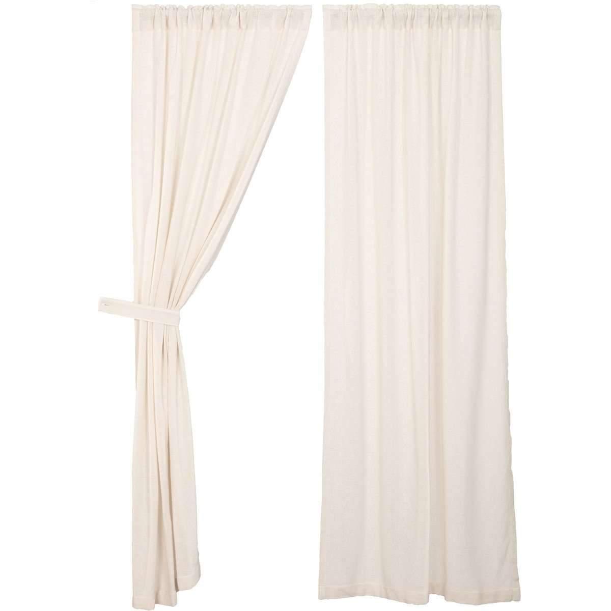 Burlap Natural/Chocolate/Vintage/Antique White Panel Curtain Set of 2 84x40 - The Fox Decor