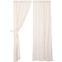 Thumbnail for Burlap Natural/Chocolate/Vintage/Antique White Panel Curtain Set of 2 84x40 - The Fox Decor