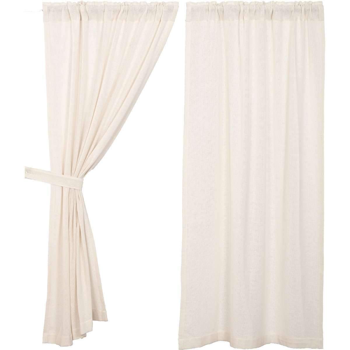 Burlap Antique White Short Panel Curtain Set of 2 63"x36" VHC Brands - The Fox Decor