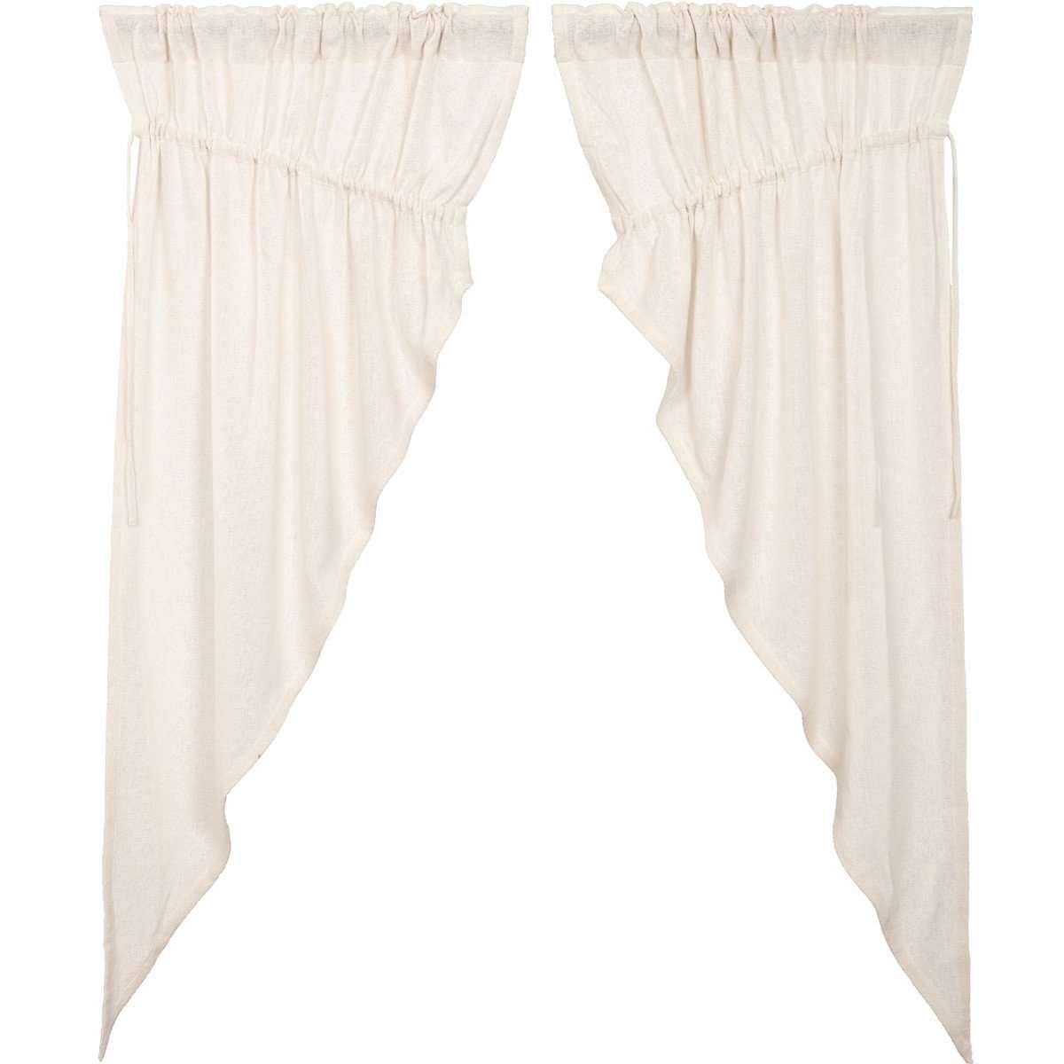 Burlap Antique White Prairie Short Panel Curtain Set of 2 63x36x18 VHC Brands - The Fox Decor