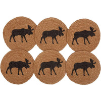 Thumbnail for Cumberland Stenciled Moose Jute Coaster Set of 6 VHC Brands