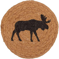 Thumbnail for Cumberland Stenciled Moose Jute Coaster front