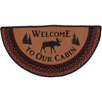 Thumbnail for Cumberland Stenciled Moose Jute Rug Half Circle Welcome to the Cabin 16.5