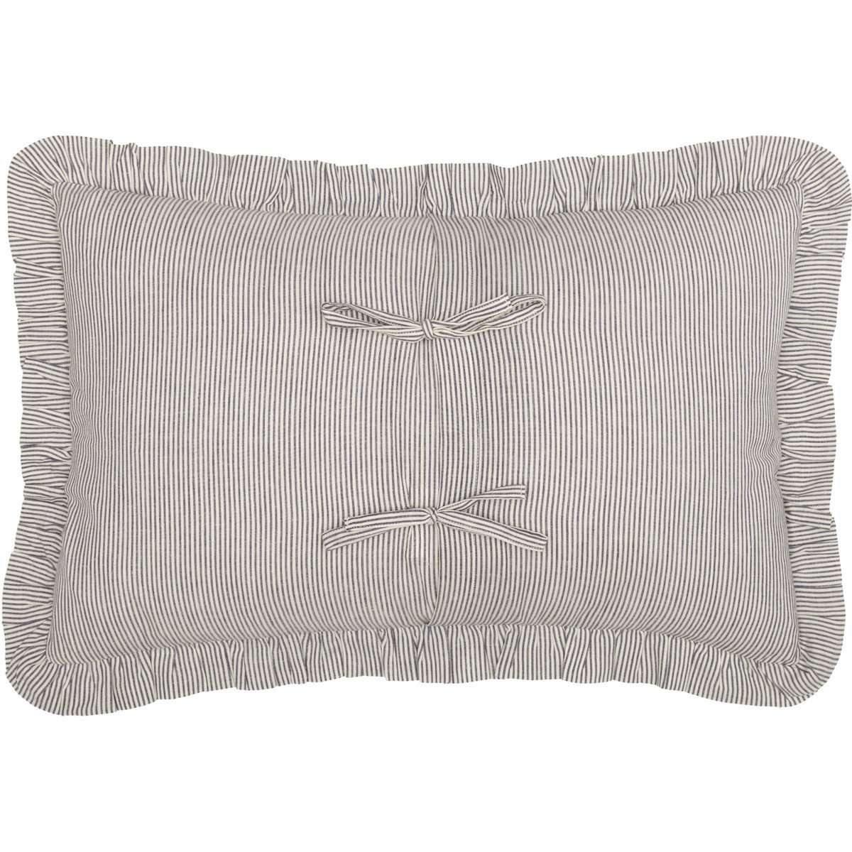 Dakota Star Farmhouse Blue Ticking Stripe Fabric Pillow 14x22 VHC Brands back