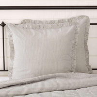 Hatteras Seersucker Blue Ticking Stripe Fabric Euro Sham 26x26 VHC Brands - The Fox Decor