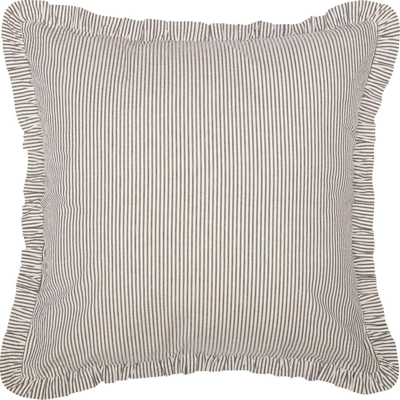 Hatteras Seersucker Blue Ticking Stripe Fabric Euro Sham 26x26 VHC Brands - The Fox Decor