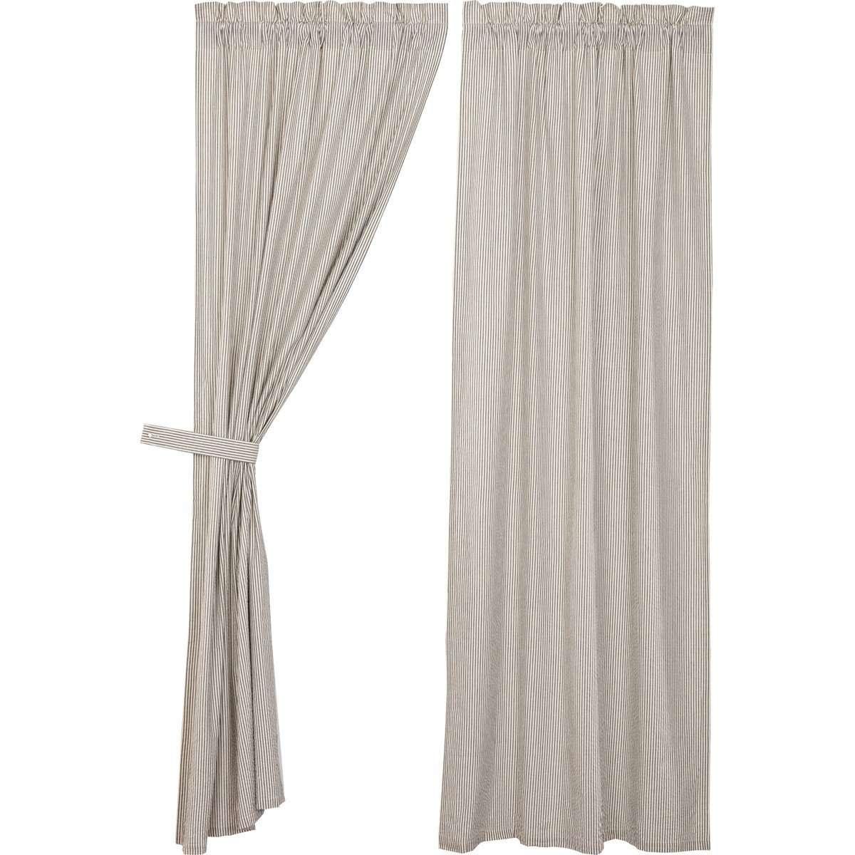 Hatteras Seersucker Blue Ticking Stripe Panel Curtain Set of 2 84x40 VHC Brands - The Fox Decor
