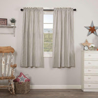 Hatteras Seersucker Blue Ticking Stripe Short Panel Curtain Set 63x36 VHC Brands - The Fox Decor