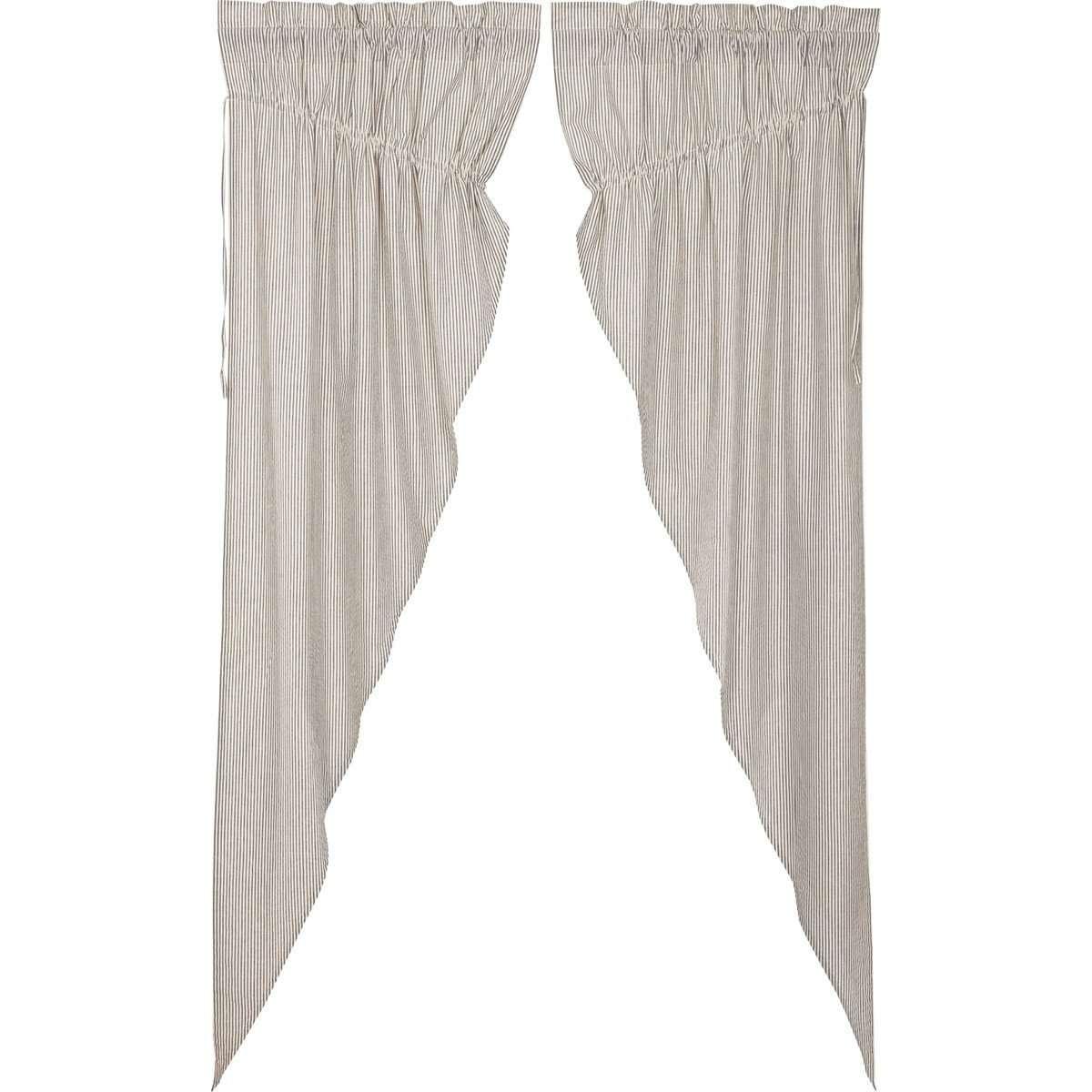 Hatteras Seersucker Blue Ticking Stripe Prairie Long Panel Curtain Set of 2 - The Fox Decor