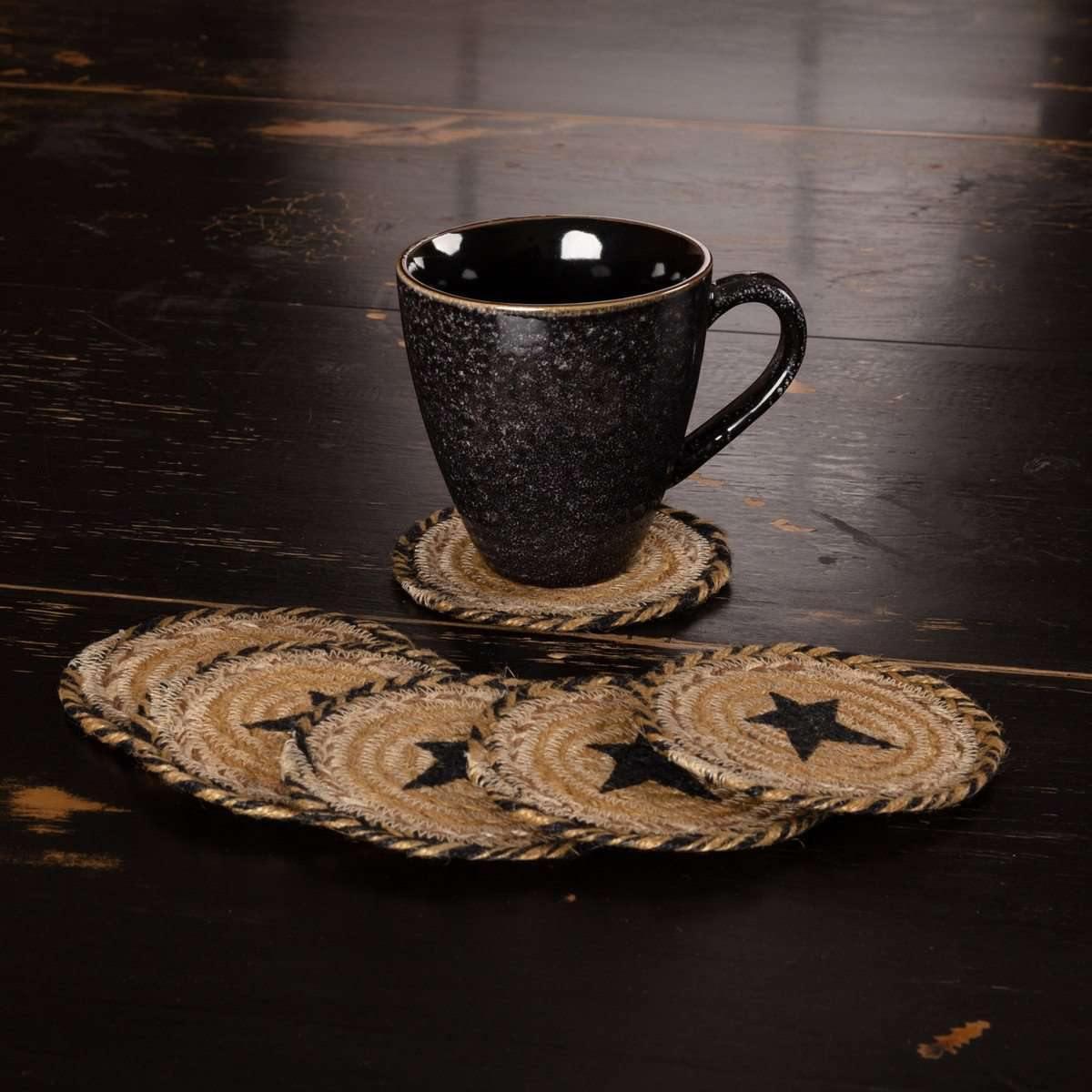 Kettle Grove Jute Coaster Stencil Star Set of 6 VHC Brands