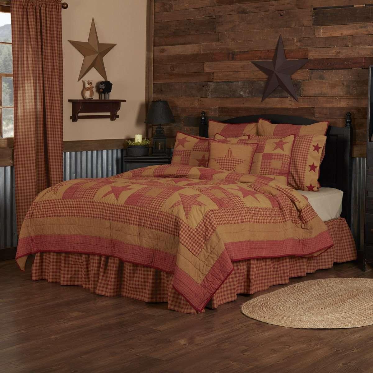 Ninepatch Star California King Quilt 130Wx115L VHC Brands - The Fox Decor