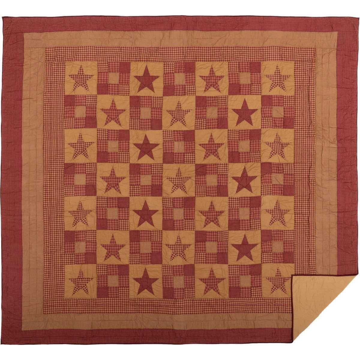 Ninepatch Star California King Quilt 130Wx115L VHC Brands - The Fox Decor