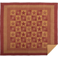 Thumbnail for Ninepatch Star California King Quilt 130Wx115L VHC Brands full