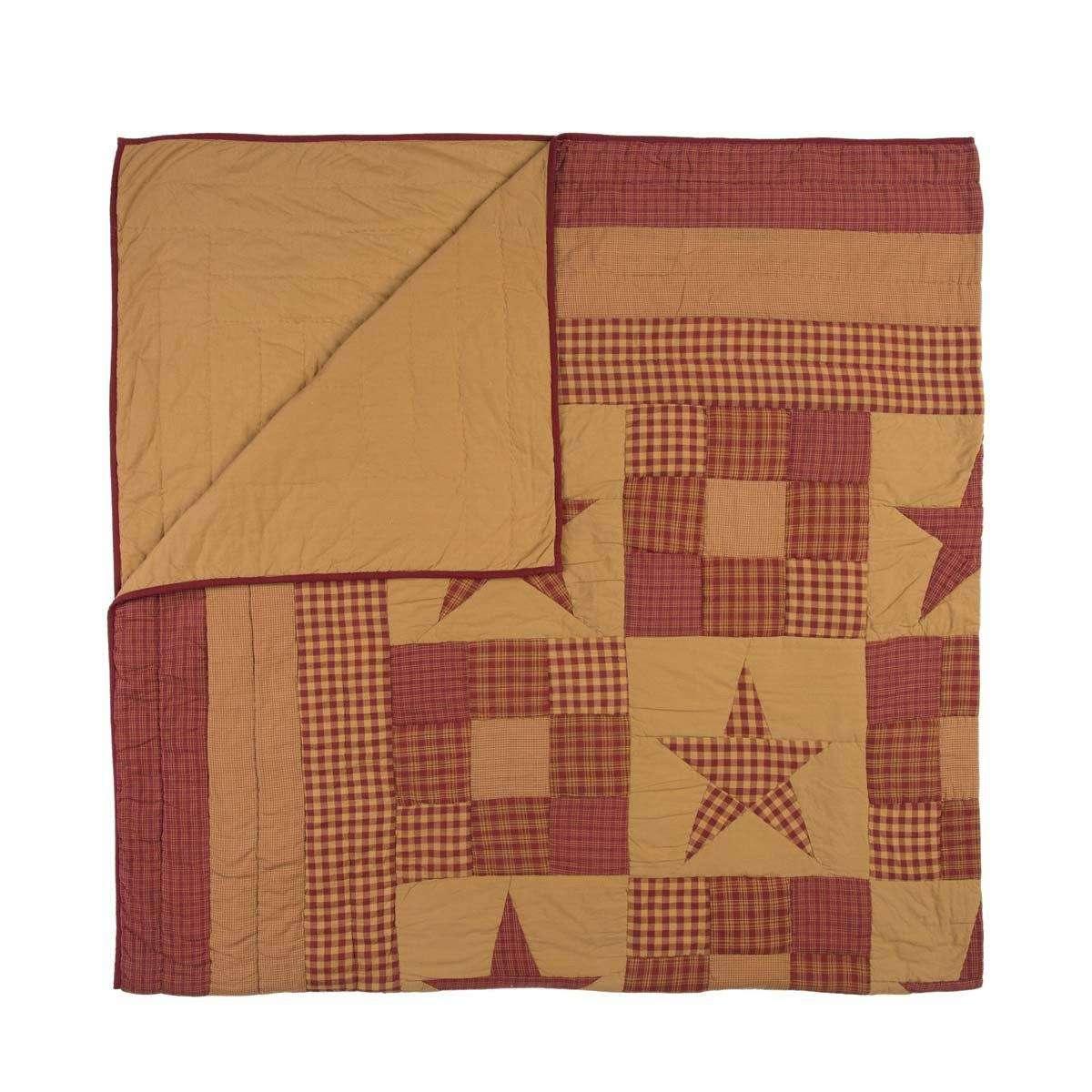 Ninepatch Star California King Quilt 130Wx115L VHC Brands folded