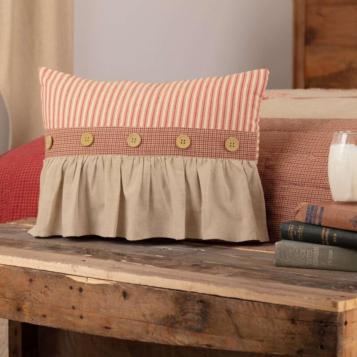 Rory Schoolhouse Red Ruffled Pillow 14x18 VHC Brands