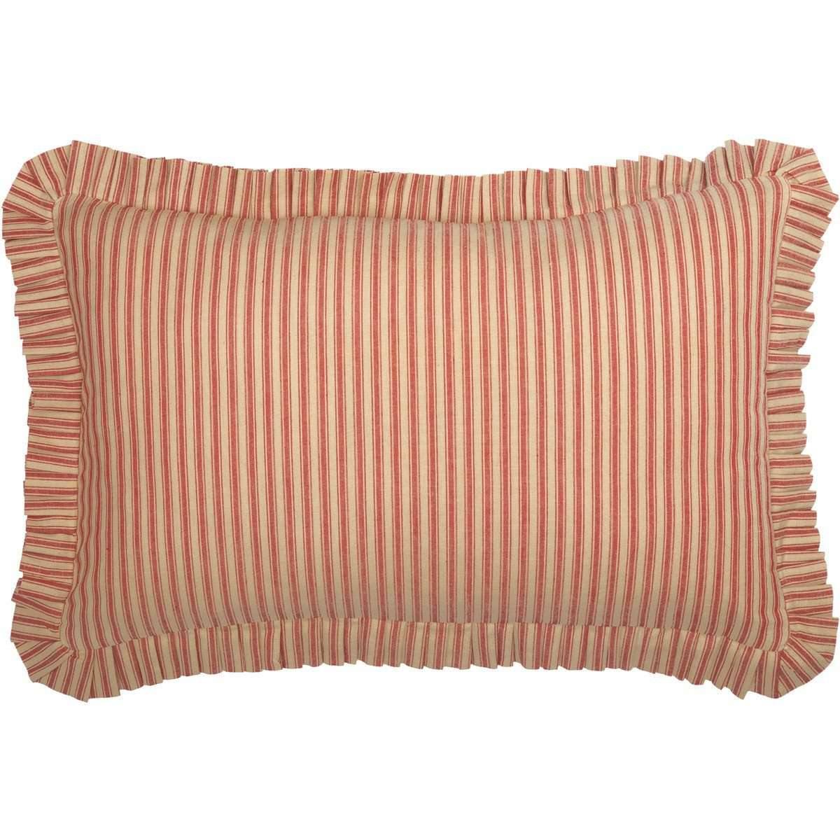 Rory Schoolhouse Red Ticking Stripe Fabric Pillow 14x22 VHC Brands front