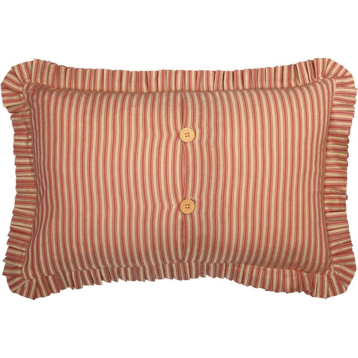 Rory Schoolhouse Red Ticking Stripe Fabric Pillow 14x22 VHC Brands back