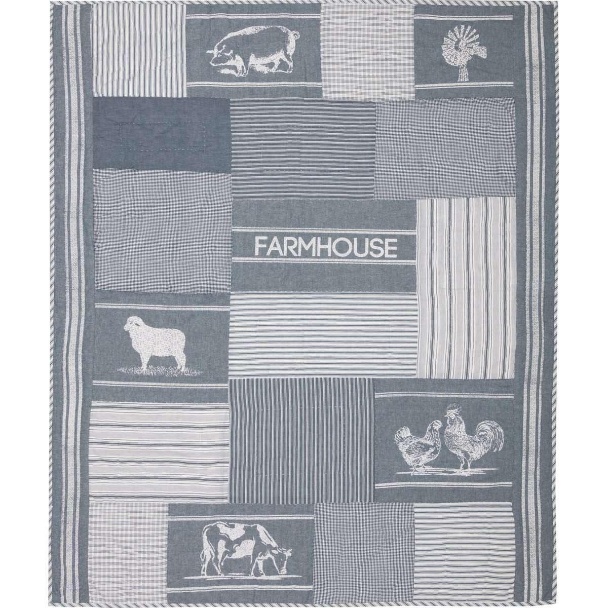 Sawyer Mill Blue Farm Animal Quilted Throw 60x50 VHC Brands Online