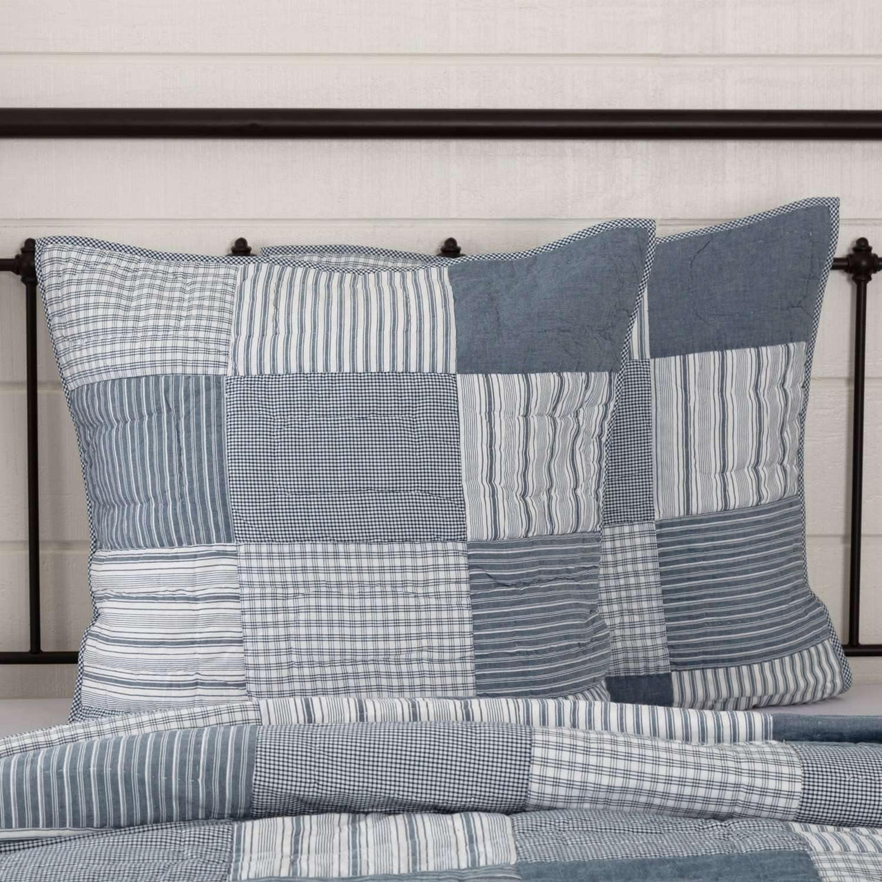 Sawyer Mill Blue Quilted Euro Sham 26x26 VHC Brands - The Fox Decor