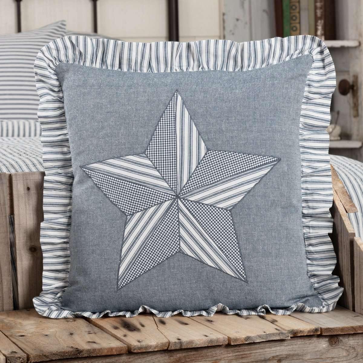 Sawyer Mill Blue Barn Star Pillow 18x18 VHC Brands